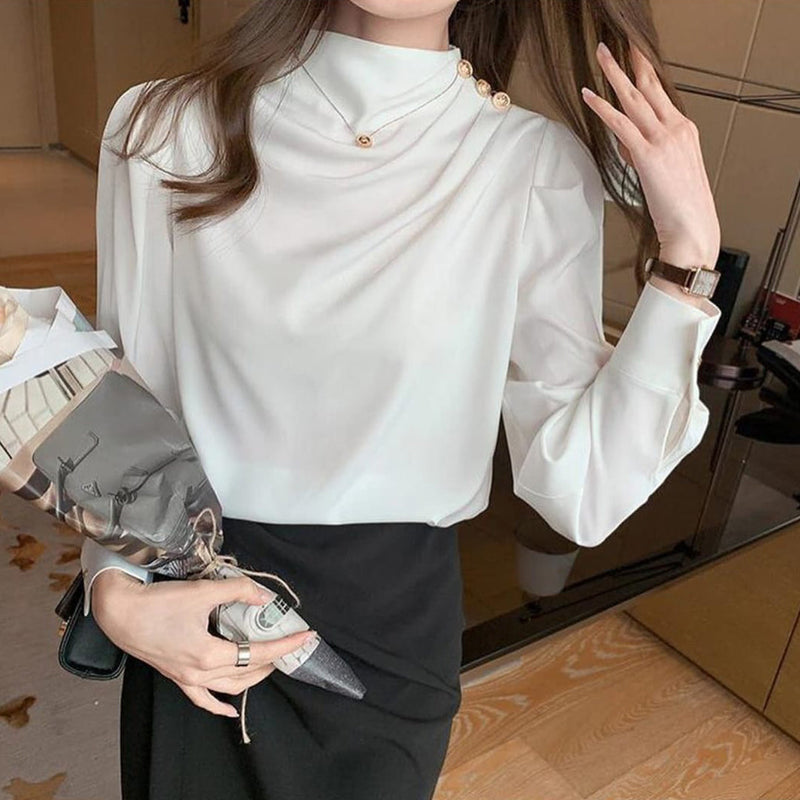 Neck Button Silk Shirt