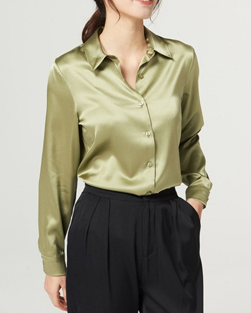 OLIVE GREEN SILK SHIRT