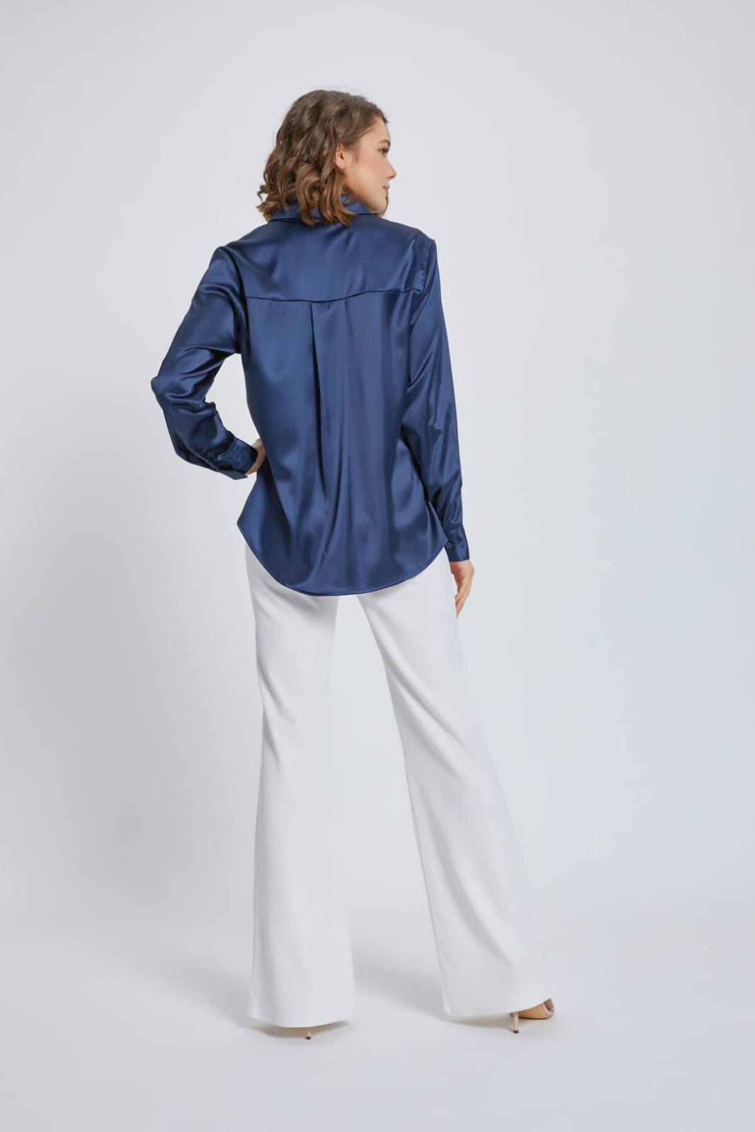 Classic Navy Blue Silk Shirt