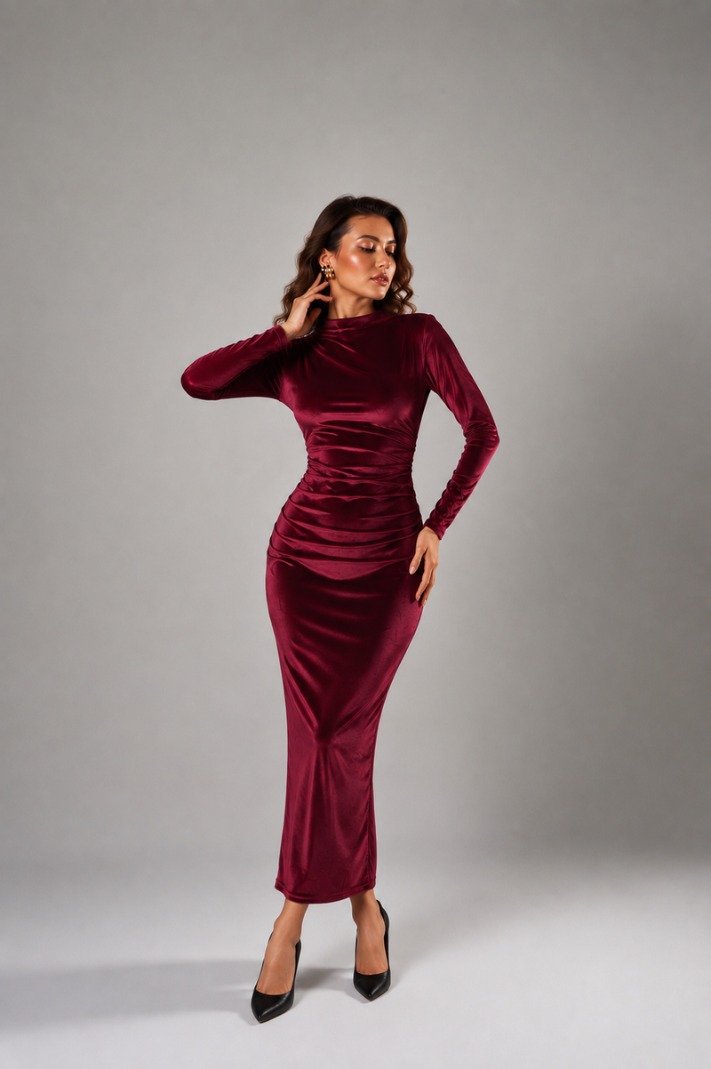 ALESSO PINK VELVET BODYCON