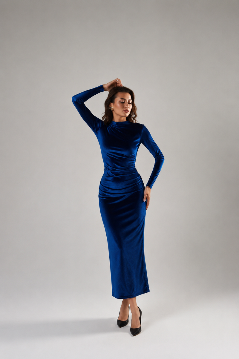 ALESSO BLUE VELVET BODYCON