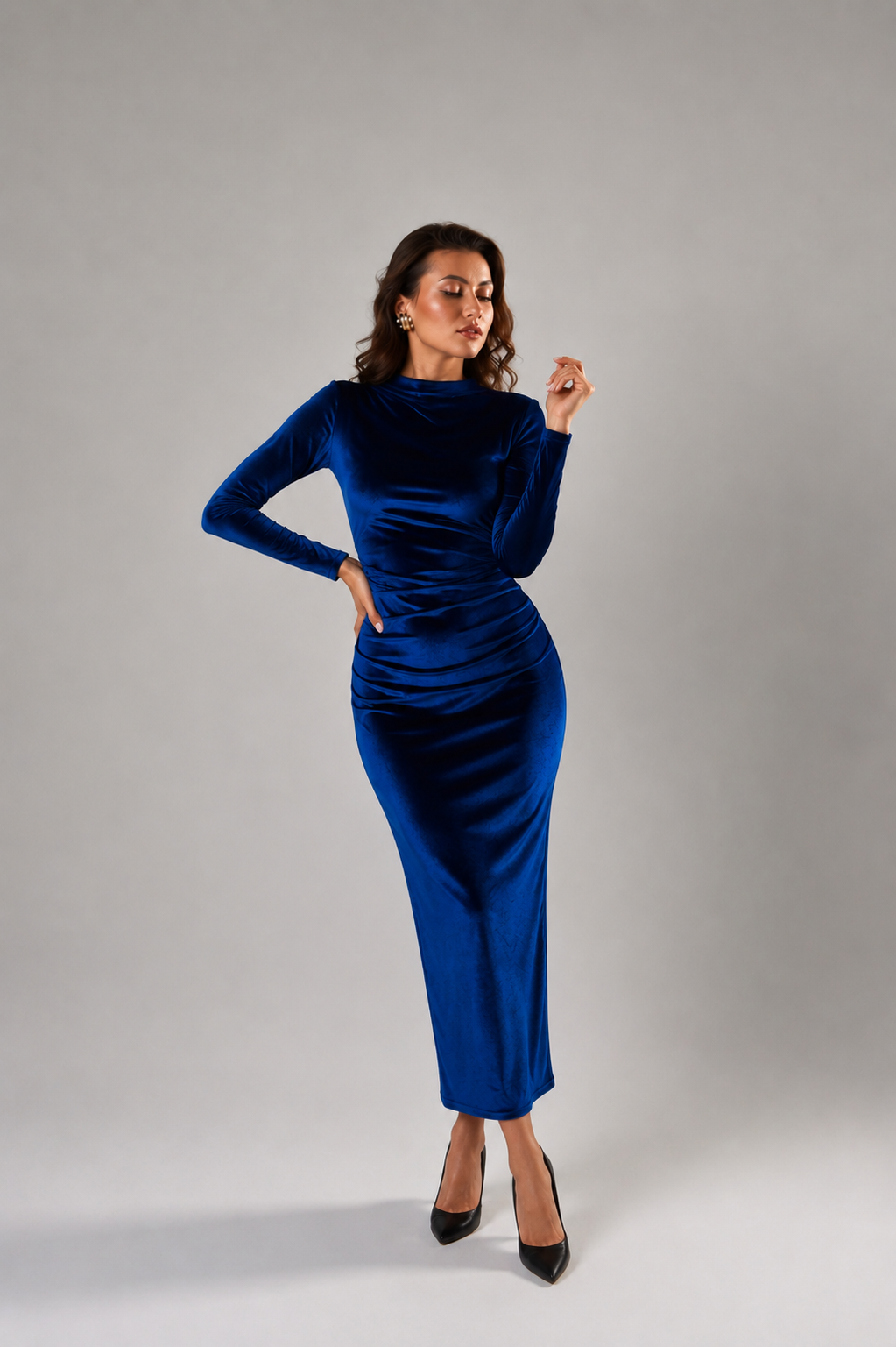ALESSO BLUE VELVET BODYCON