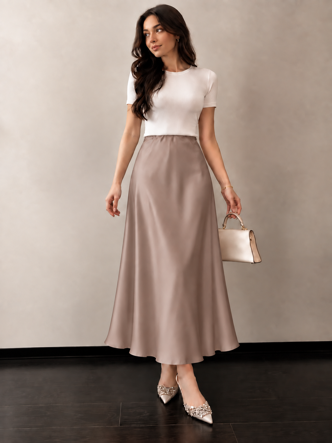 Toasted Rye Satin Skirt