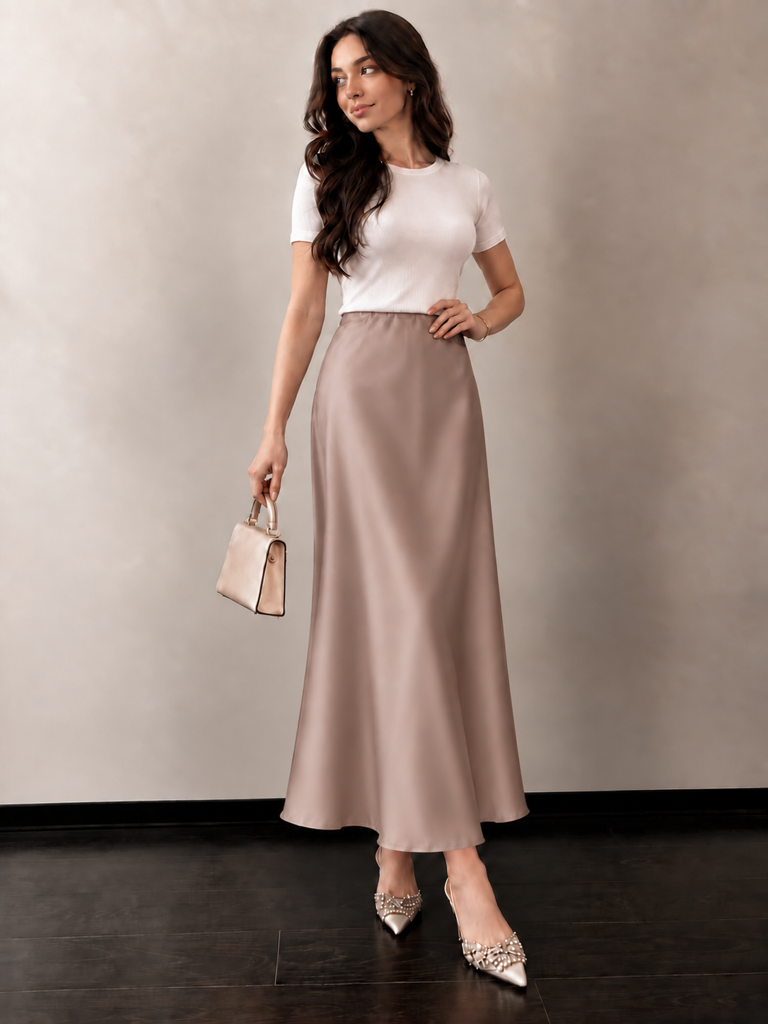 Toasted Rye Satin Skirt
